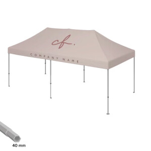 Eventtält 3 × 6 m, 40 mm på vit bakgrund