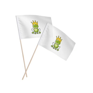 Handflagga i textil på vit bakgrund
