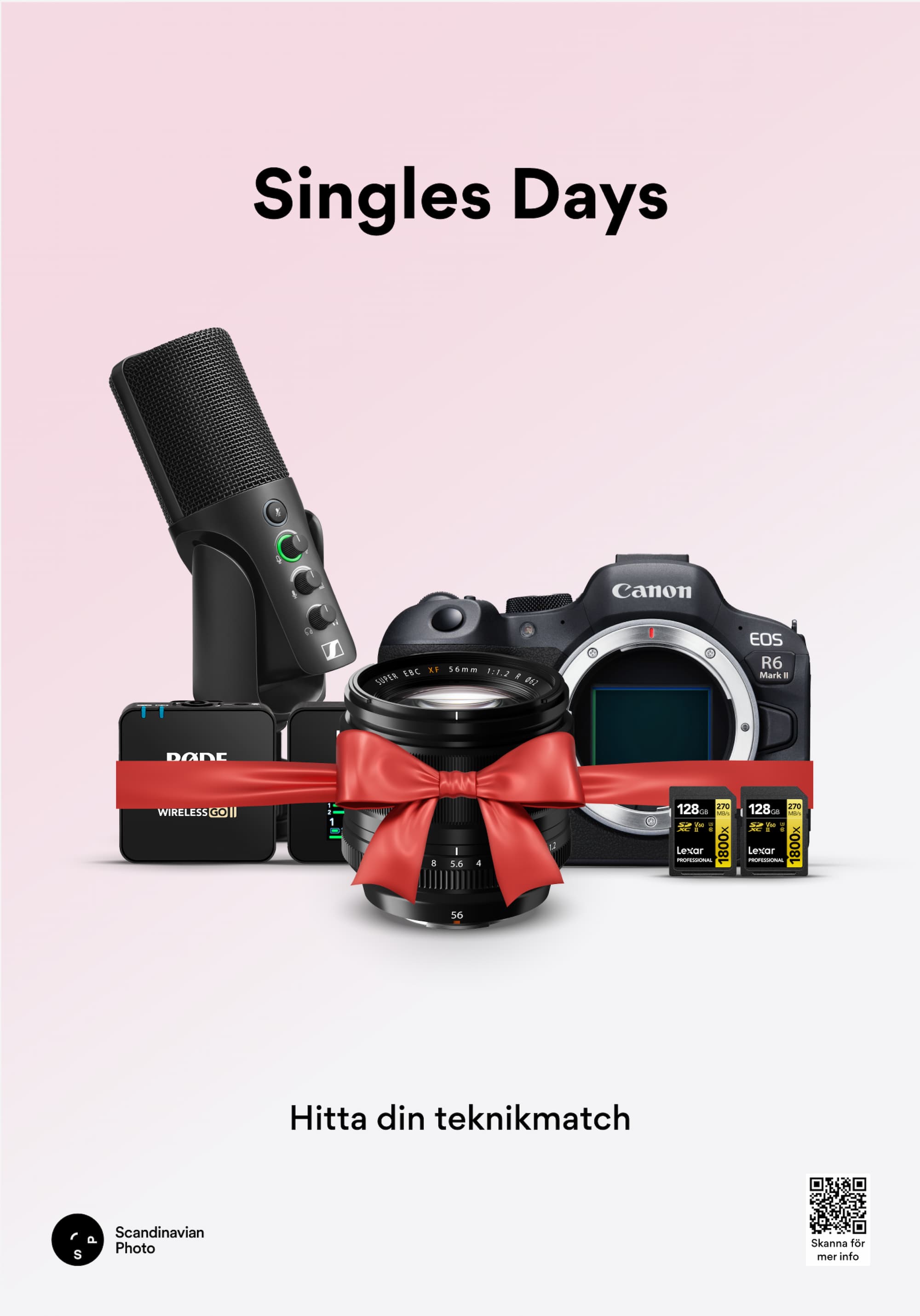 Singles Days campaign for Scandinavian Photo featuring selected photography equipment.