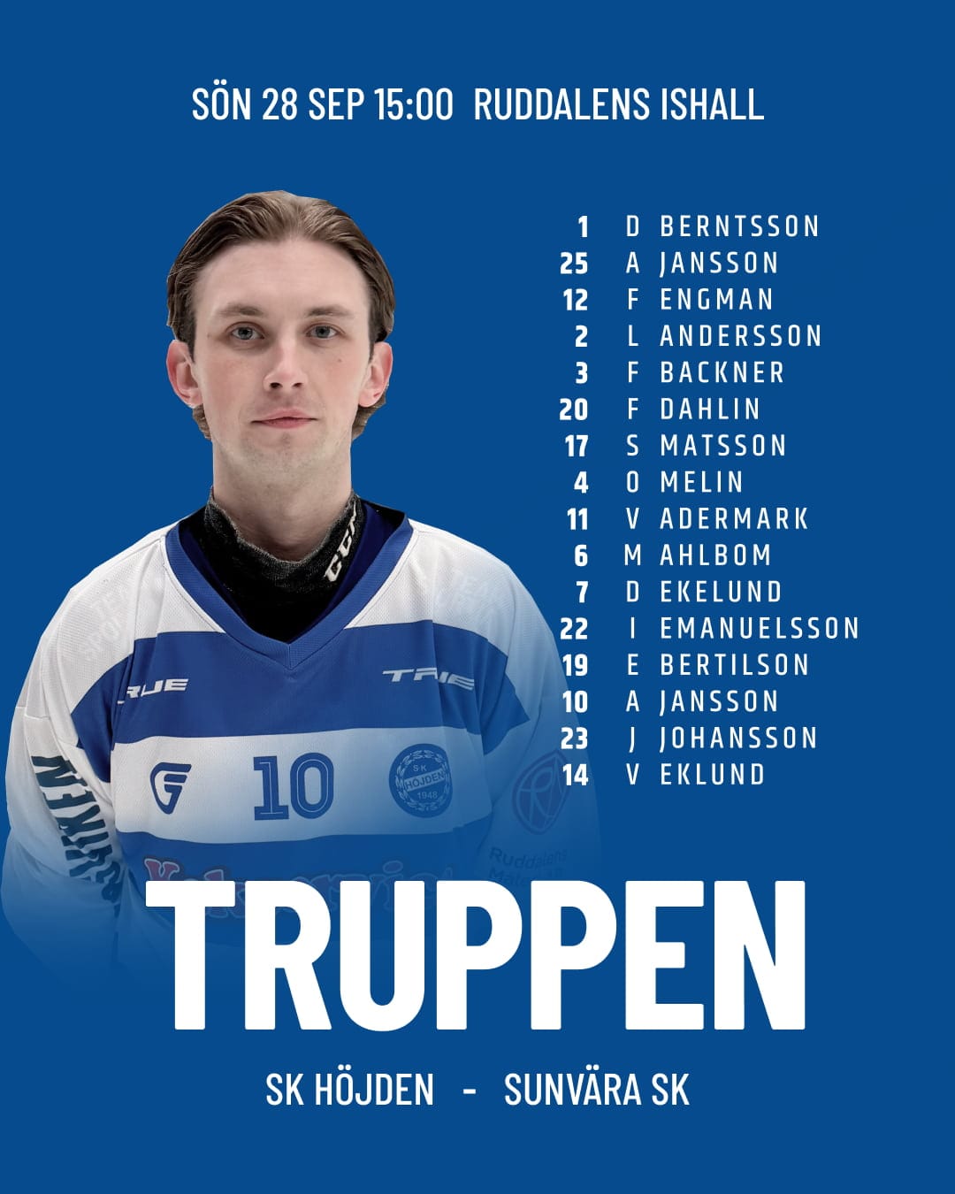 Team line-up in SK Höjden's visual match format.